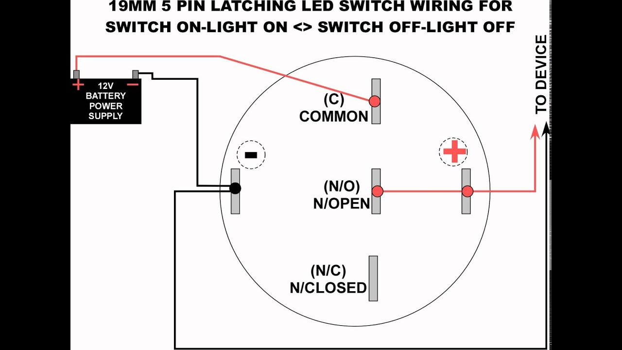 19Mm Led Latching Switch Wiring Diagram - Youtube - Switch Wiring Diagram