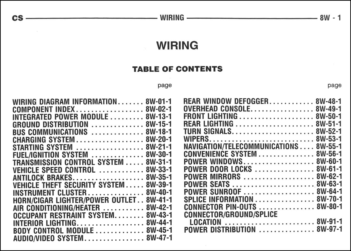 2005 Chrysler Pacifica Wiring Diagram Manual Original - Mopar Wiring Diagram