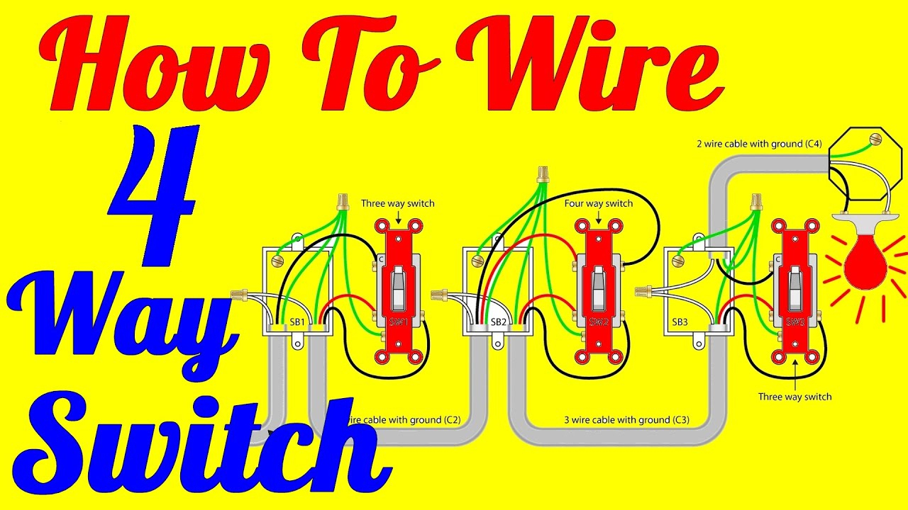 4 Way Light Switch Wiring Diagram (How To Install) Youtube Four Way