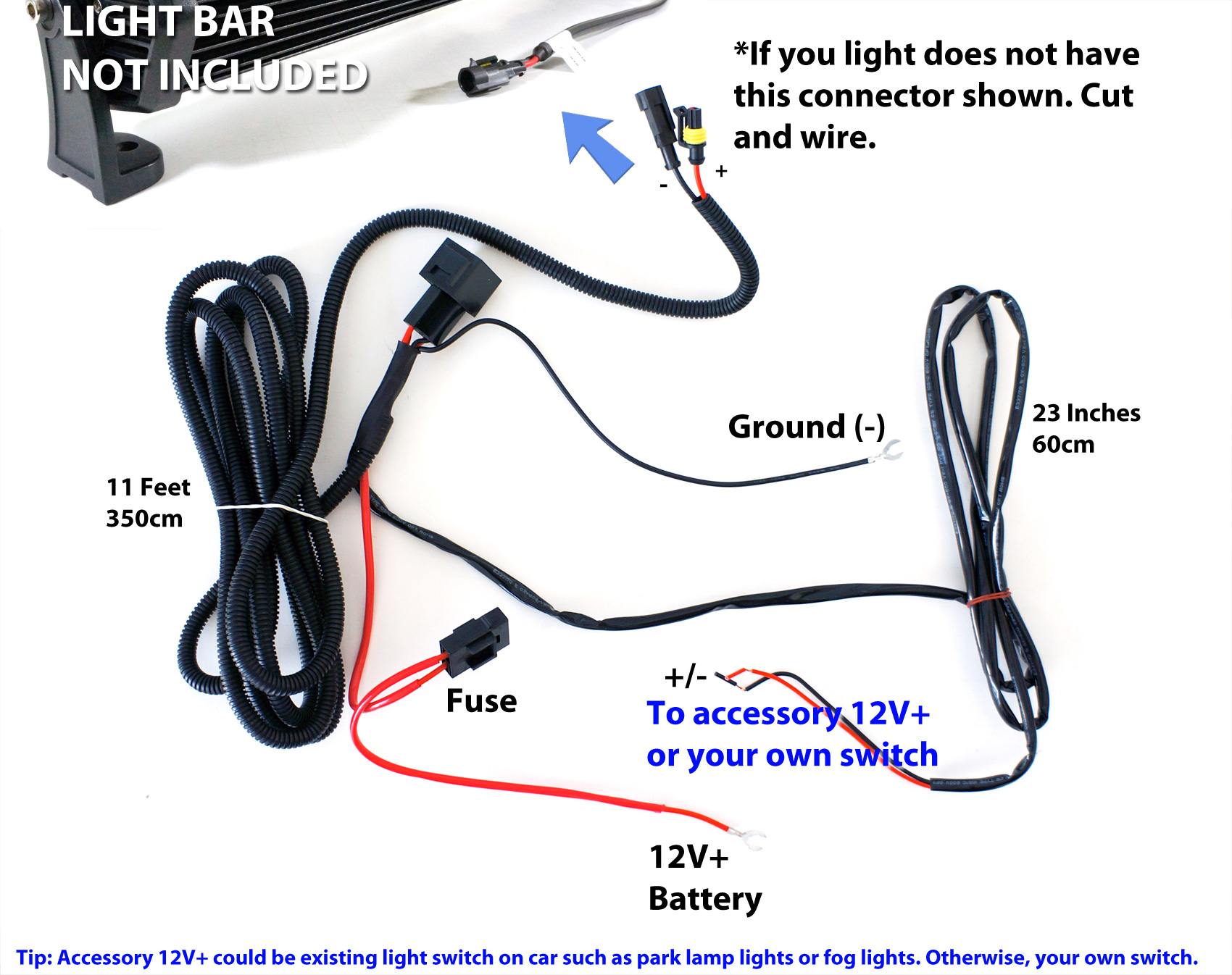 40A Fog Work Led Light Bar Wiring Harness Relay Fuse Kit + Rocker - Fog Light Wiring Diagram Without Relay