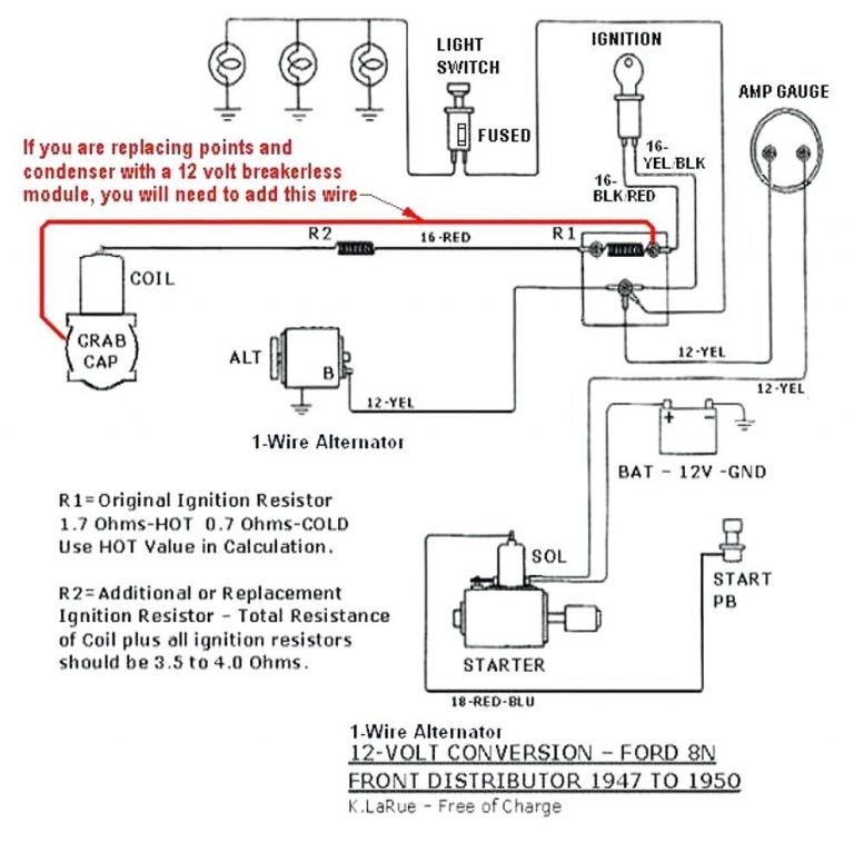 8N 12 Volt Conversion Wiring Diagram 1 Wire Wiring Diagram Explained 12 Volt Alternator