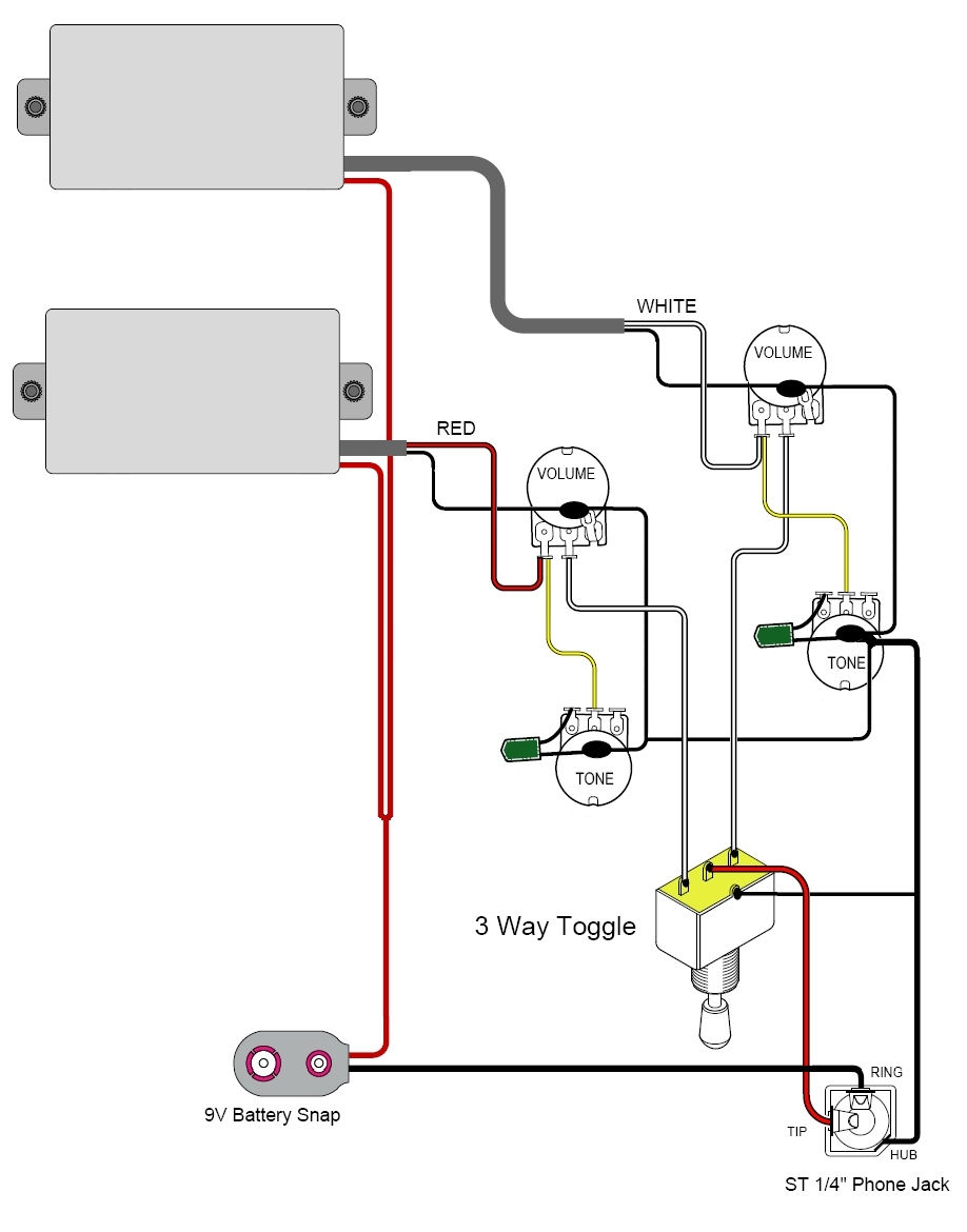Active Pickup Wiring - Wiring Diagrams Hubs - Humbucker Wiring Diagram