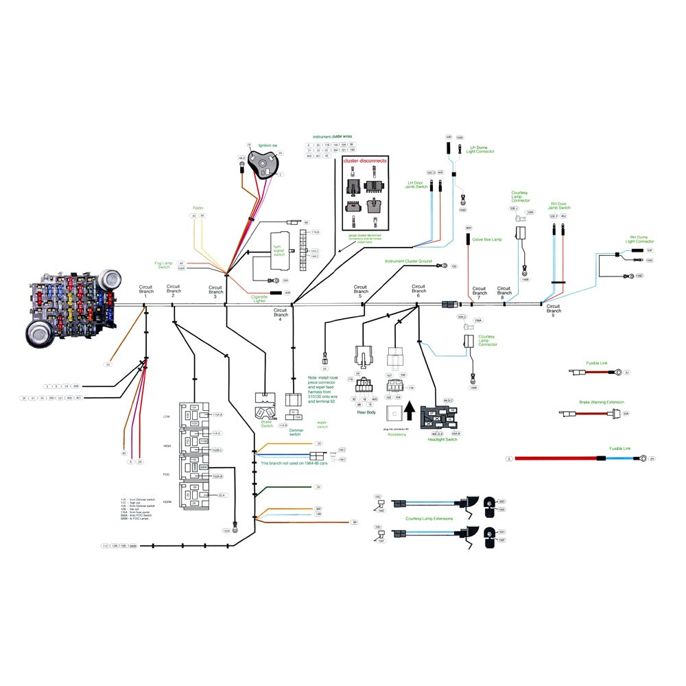 Mustang Ignition Switch Wiring Pigtail 1965-1966 | Cj Pony Parts - Ford Ignition Switch Wiring ...