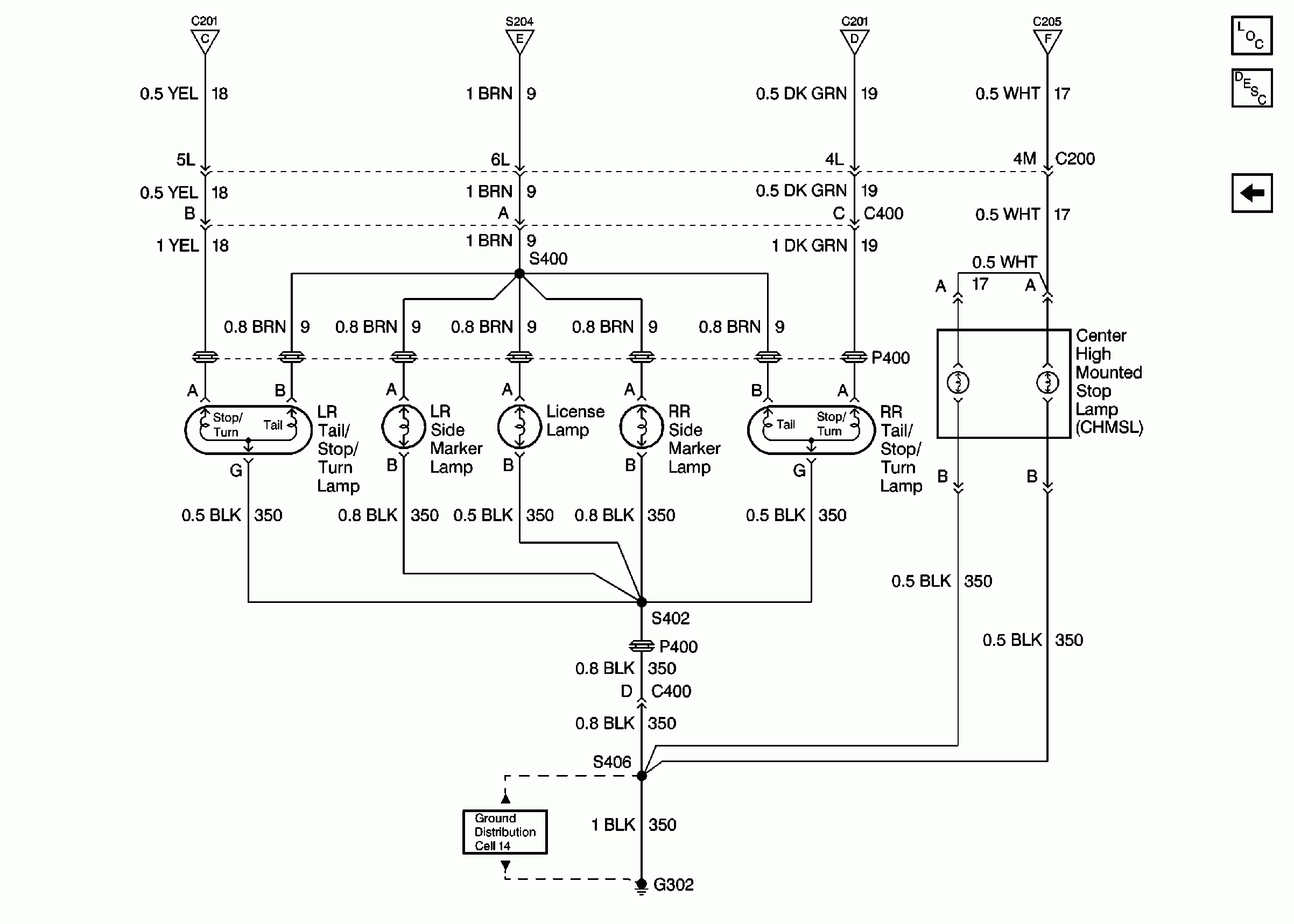 color chevy brake light switch wiring