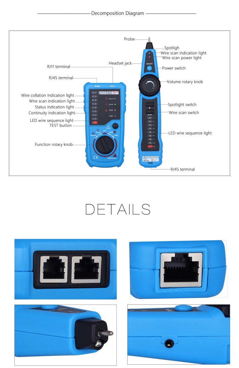 Bside Fwt11 Rj11 Rj45 Wire Tracker Tracer Telephone Ethernet Lan - Rj11 To Rj45 Wiring Diagram