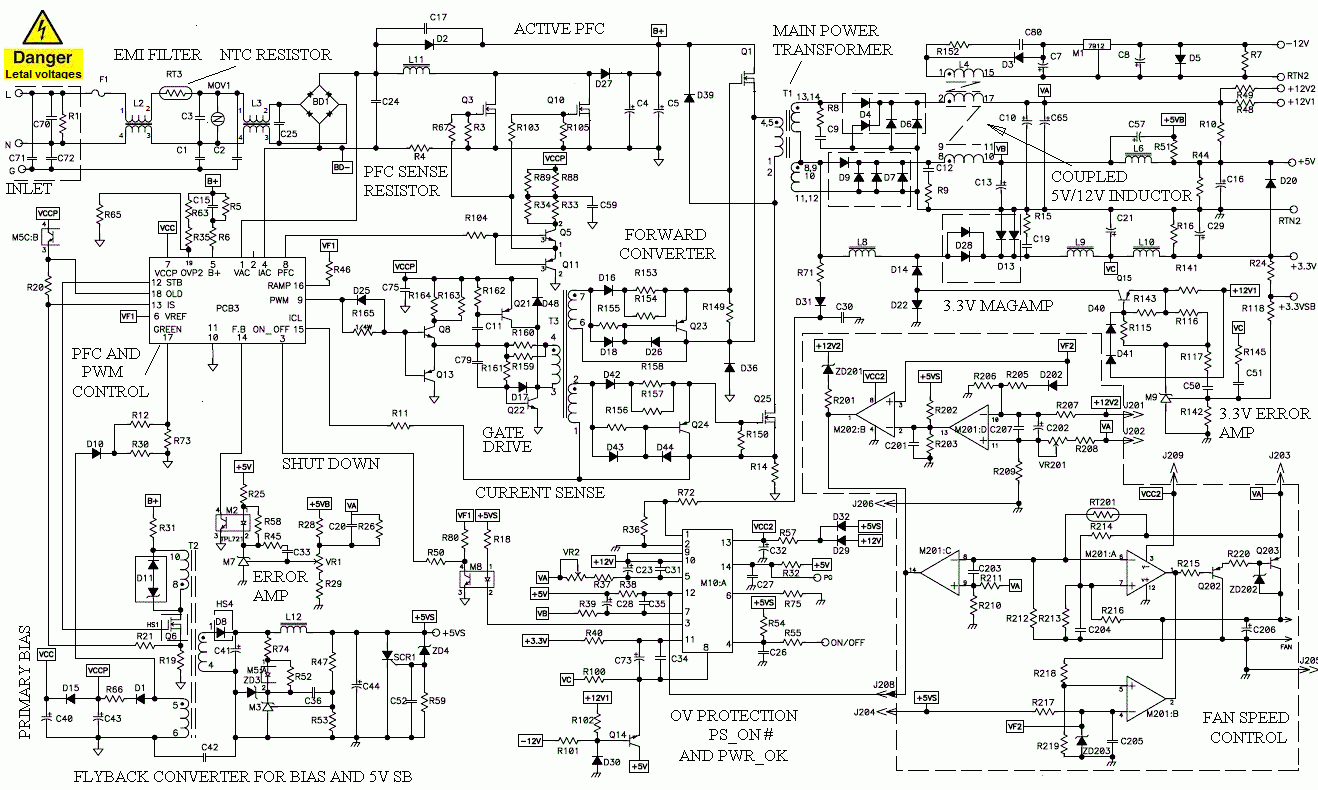 Computer Power Supply- Schematic And Operation Theory - Computer Power Supply Wiring Diagram