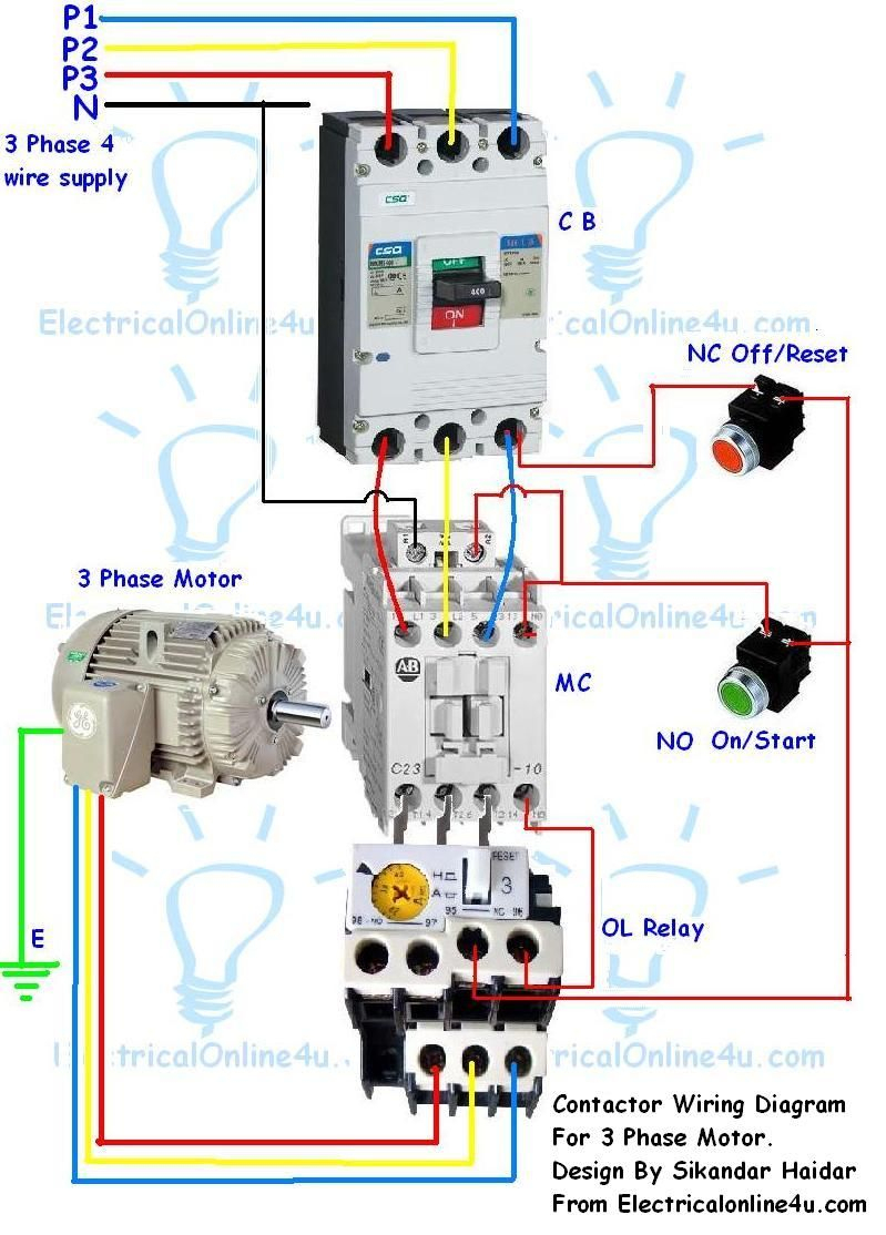 Contactor Wiring Guide For 3 Phase Motor With Circuit Breaker - 3 Phase Motors Wiring Diagram