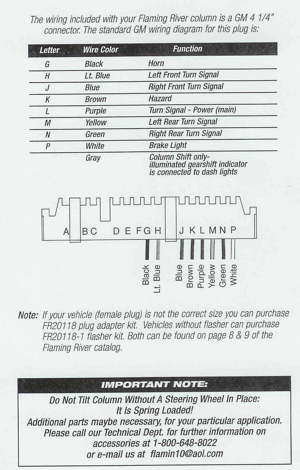 Ididit 1964-1966 El Camino Steering Column Accessory Hardware Wiring