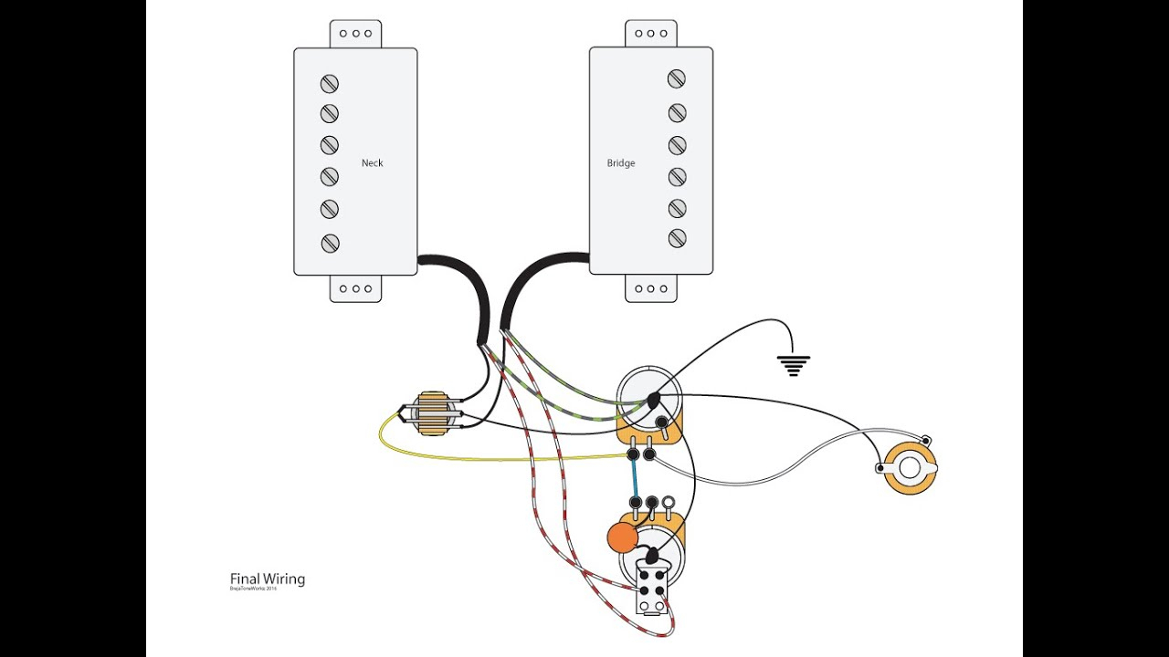 Dual Humbuckers With Master Vol/tone And Coil Splits - Youtube - Split Coil Humbucker Wiring Diagram