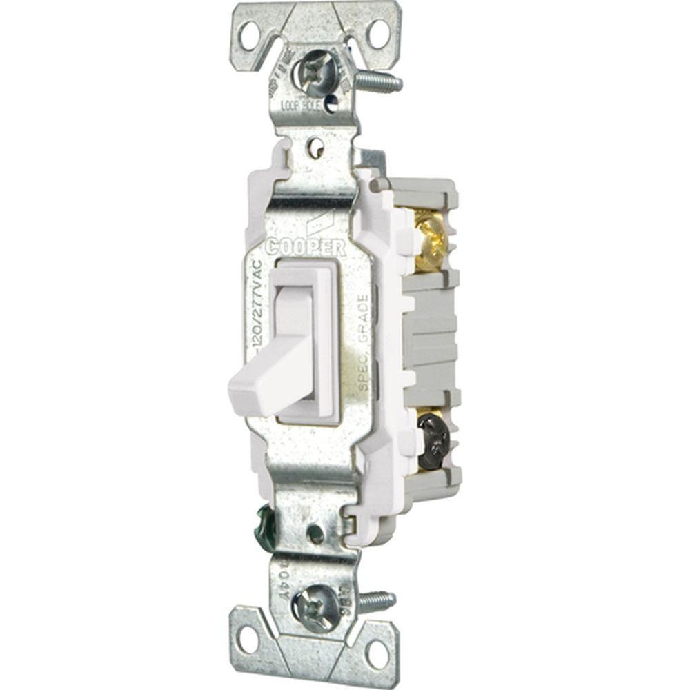 Eaton 15 Amp 3-Way Light Switch, White-Csb315Stw-Sp - The Home Depot - Single Pole Light Switch Wiring Diagram