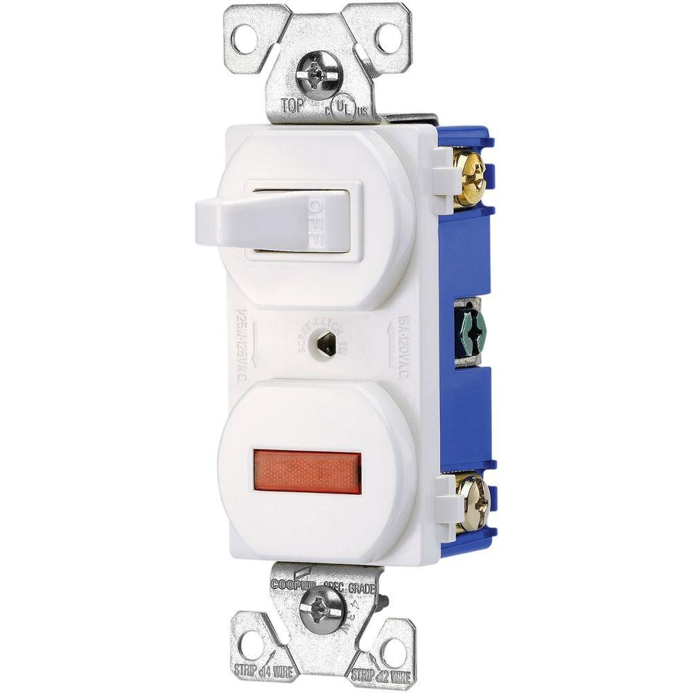 Eaton 15 Amp 3-Way Light Switch, White-Csb315Stw-Sp - The Home Depot - Single Pole Light Switch ...