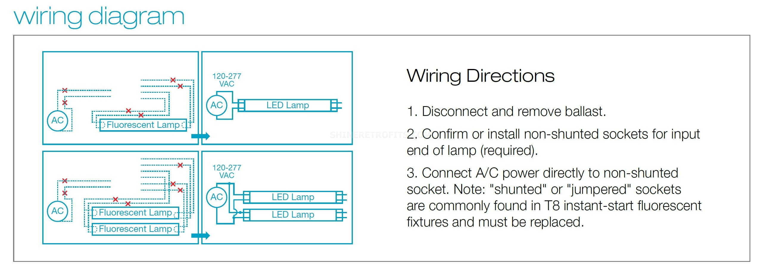 Eiko Led9Wt8F/24/835K-G4D 9 Watt 2 Foot Dlc Listed Led T8 Linear - T8 Led Tube Wiring Diagram