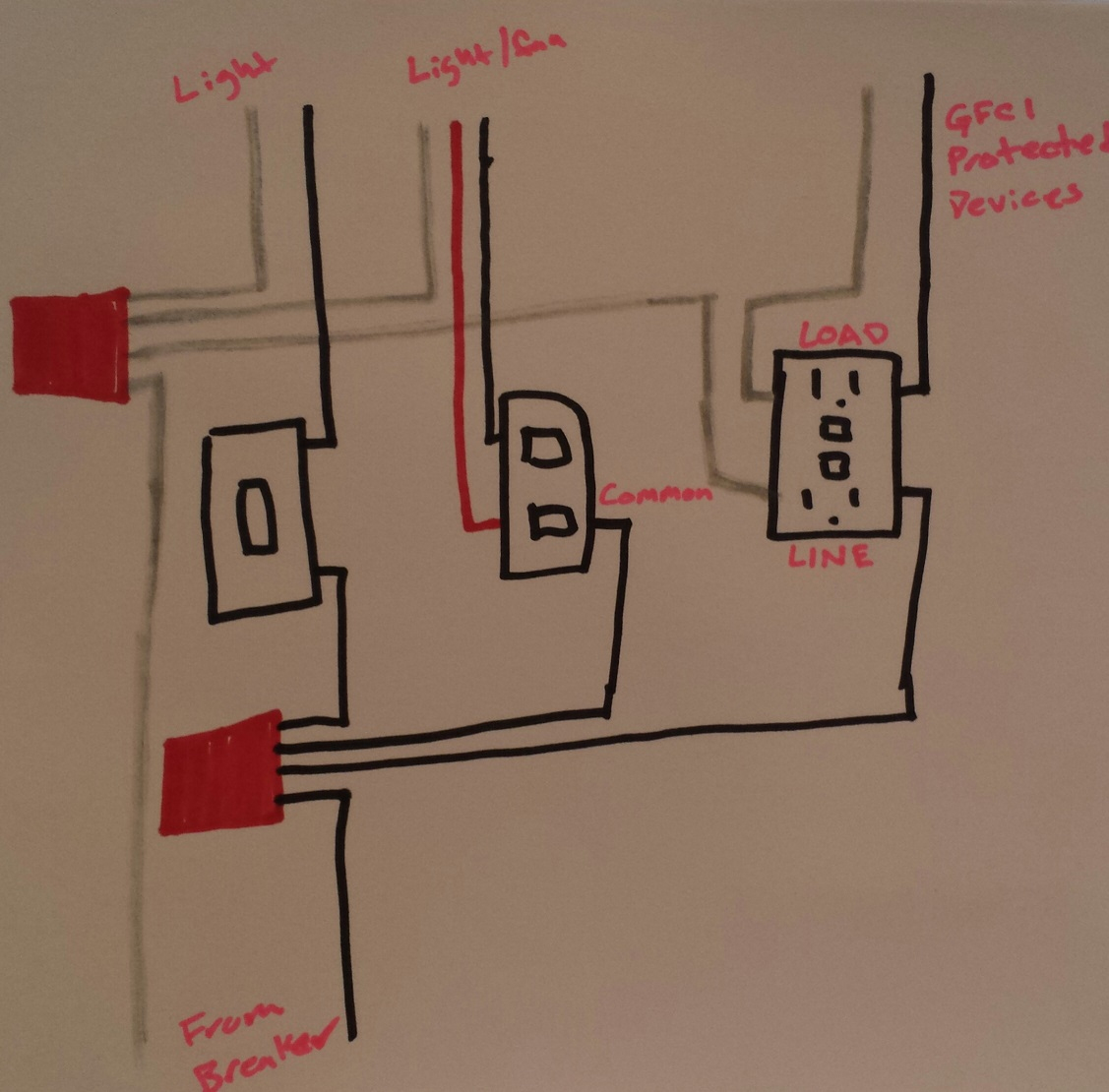 Electrical - Taking Power From Double Light Switch To Gfci Outlet - Wiring A Gfci Outlet With A Light Switch Diagram