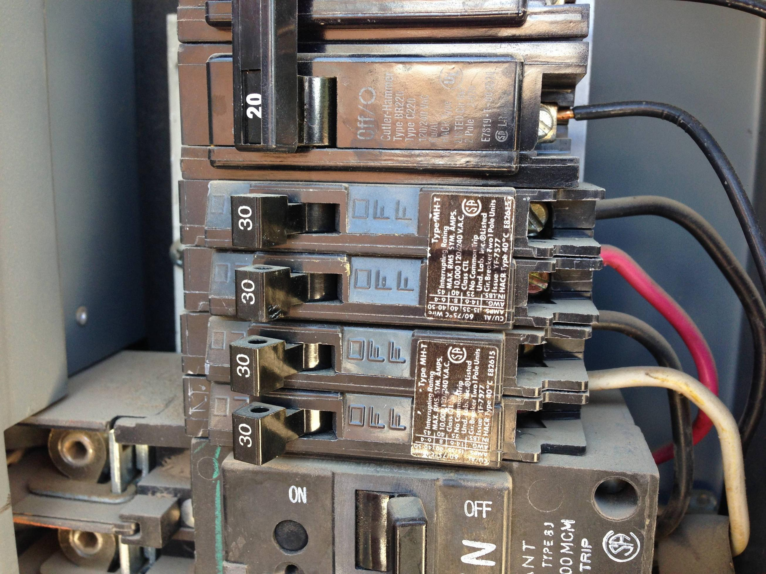 Electrical - Using A 30-Amp Tandem Circuit Breaker For A 120/240V - Double Pole Circuit Breaker Wiring Diagram