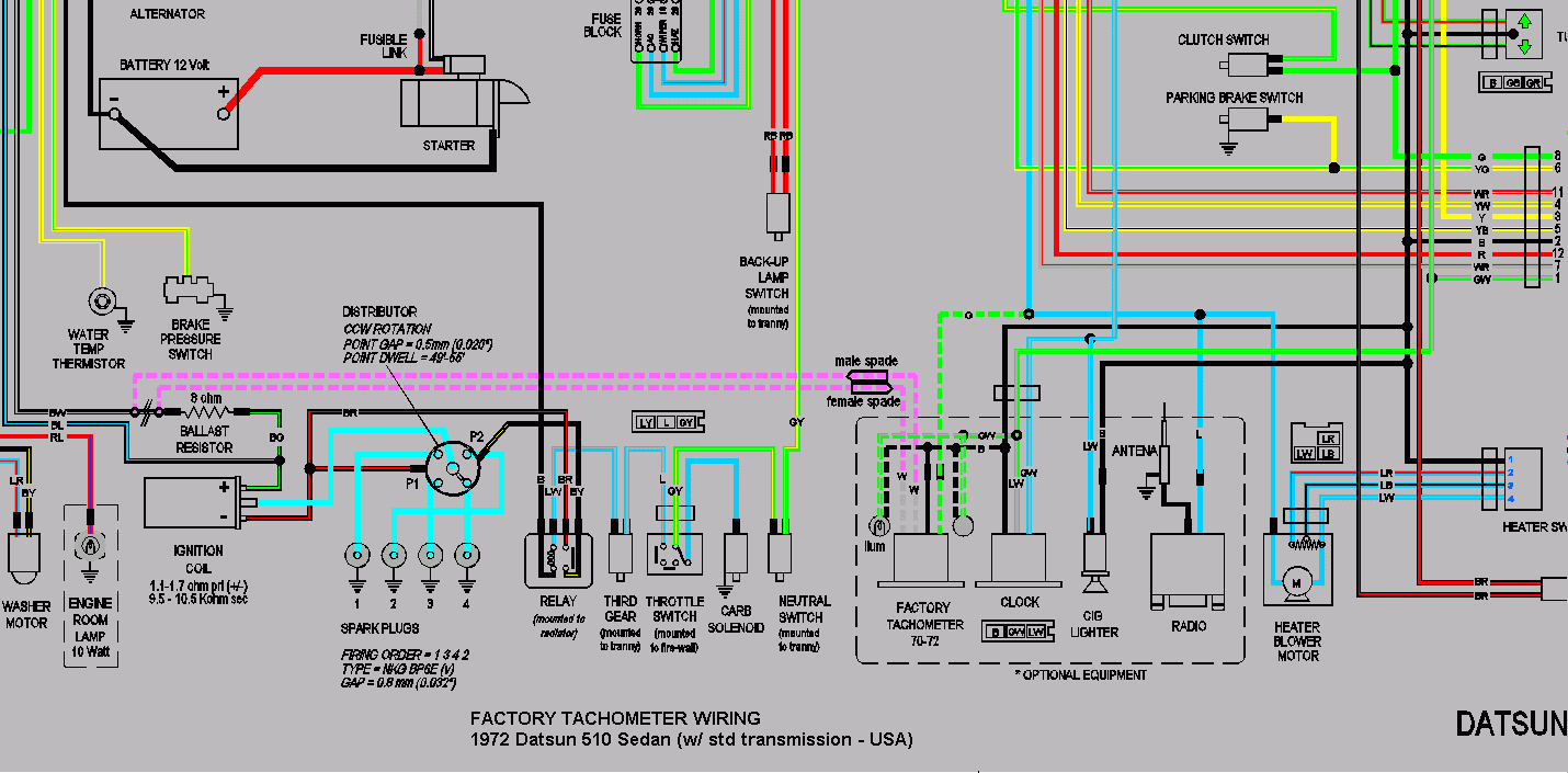 Factory Tach Wiring - Members Albums - Datsun510 - Tachometer Wiring Diagram