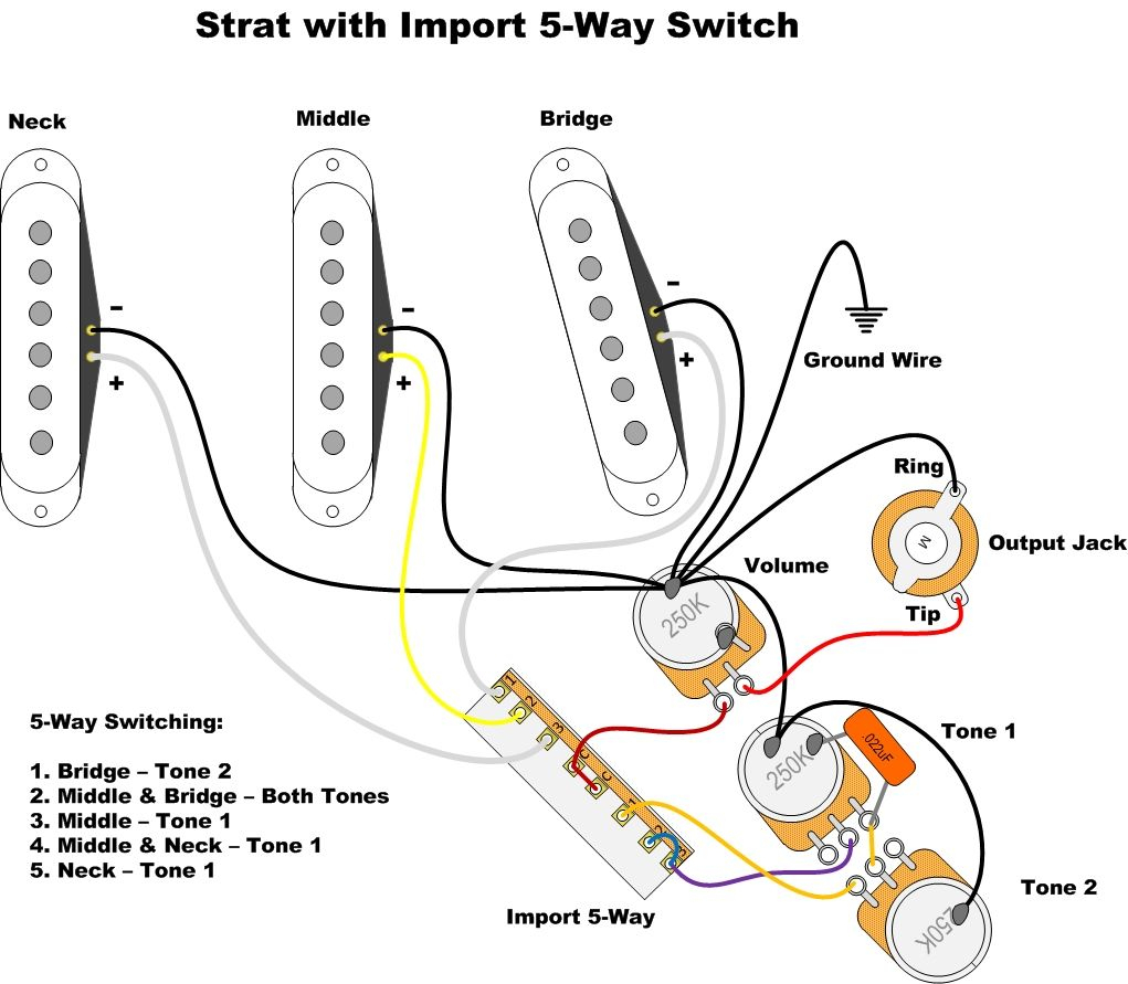 Fender 5 Way Switch Wiring Diagram Bridge Tone - Schema Wiring Diagram - Fender Stratocaster Wiring Diagram