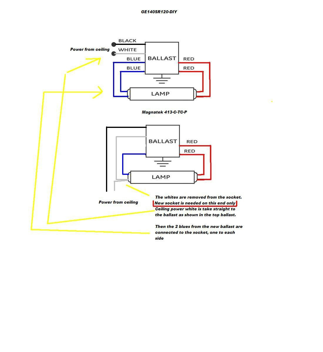 Ge F40T12 Ballast Wiring Diagram | Wiring Diagram - 2 Lamp T12 Ballast Wiring Diagram