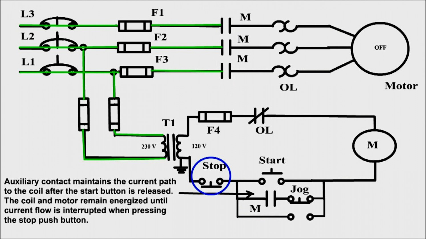 Wiring Diagram For A Starter Controlling A 480V Motor With ...