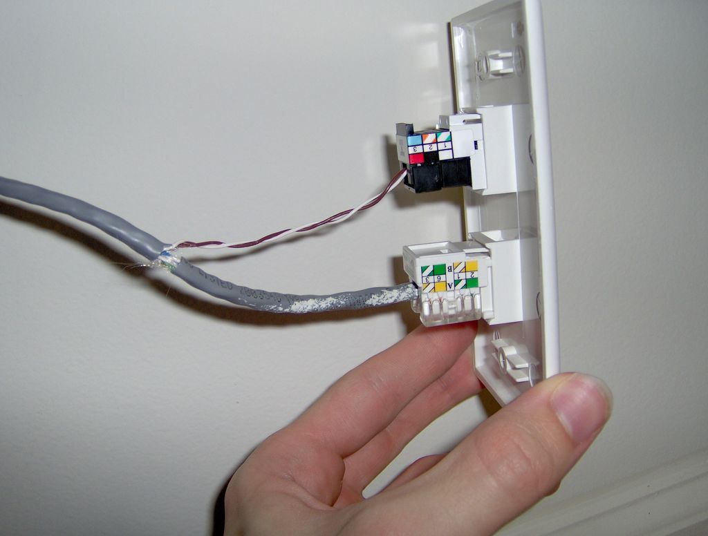 Hack Your House: Run Both Ethernet And Phone Over Existing Cat-5 - Cat 5 Wiring Diagram Wall Jack