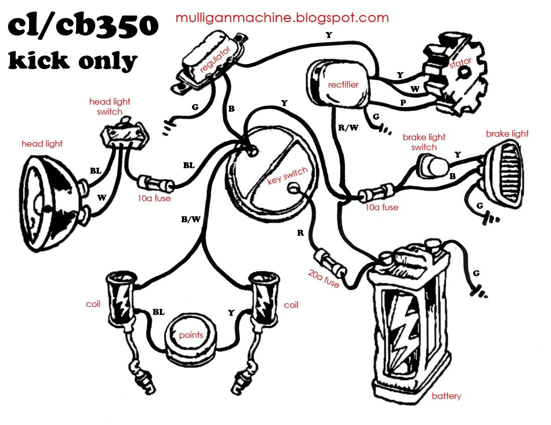 Honda Cb350 Simple Wiring Diagram - Google Search | Useful - Simple Motorcycle Wiring Diagram