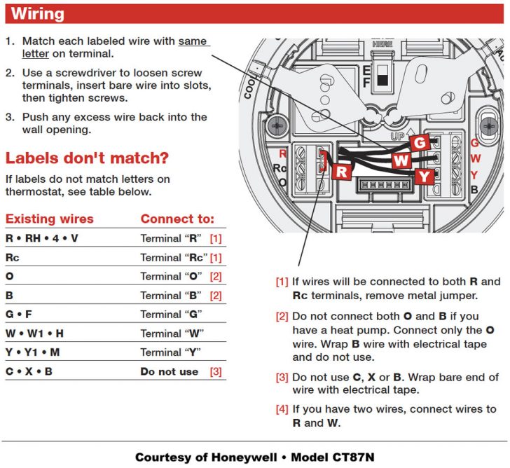 Honeywell 4 Wire Thermostat Wiring Diagram | Manual E-Books - 4 Wire