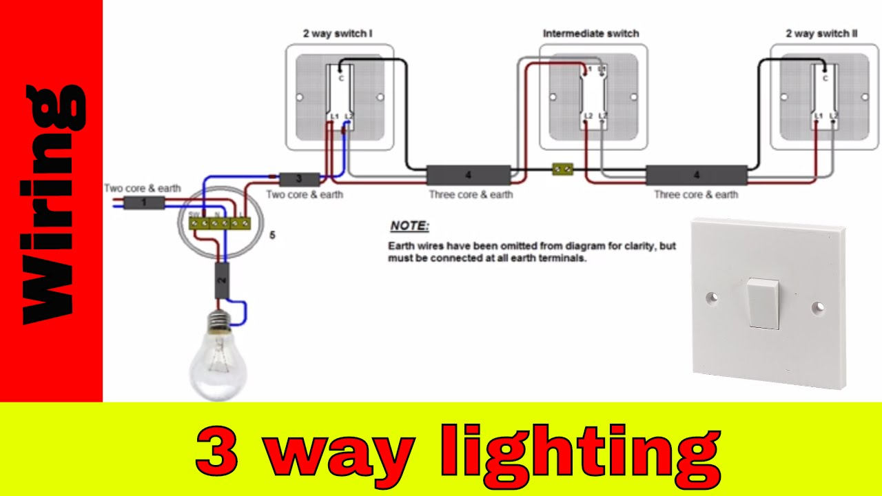 How To Wire 3 Way Lighting Circuit Youtube 3 Way Wiring Diagram