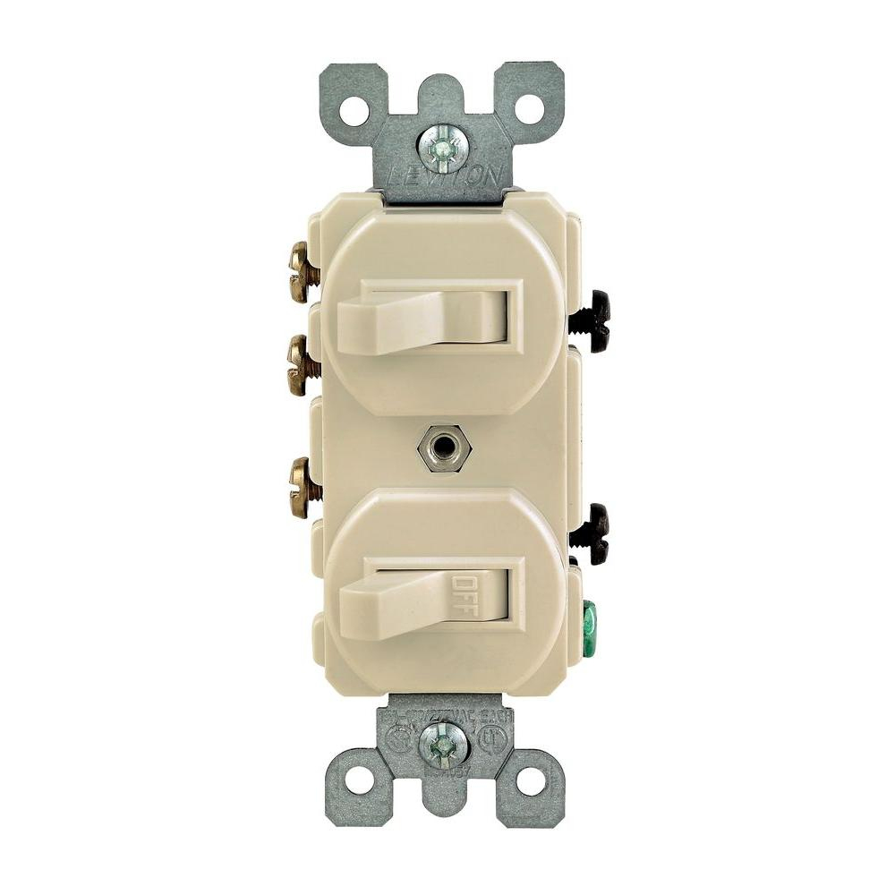 Leviton 15 Amp 3-Way Combination Double Switch, Light Almond-R66 - Leviton 3 Way Switch Wiring Diagram