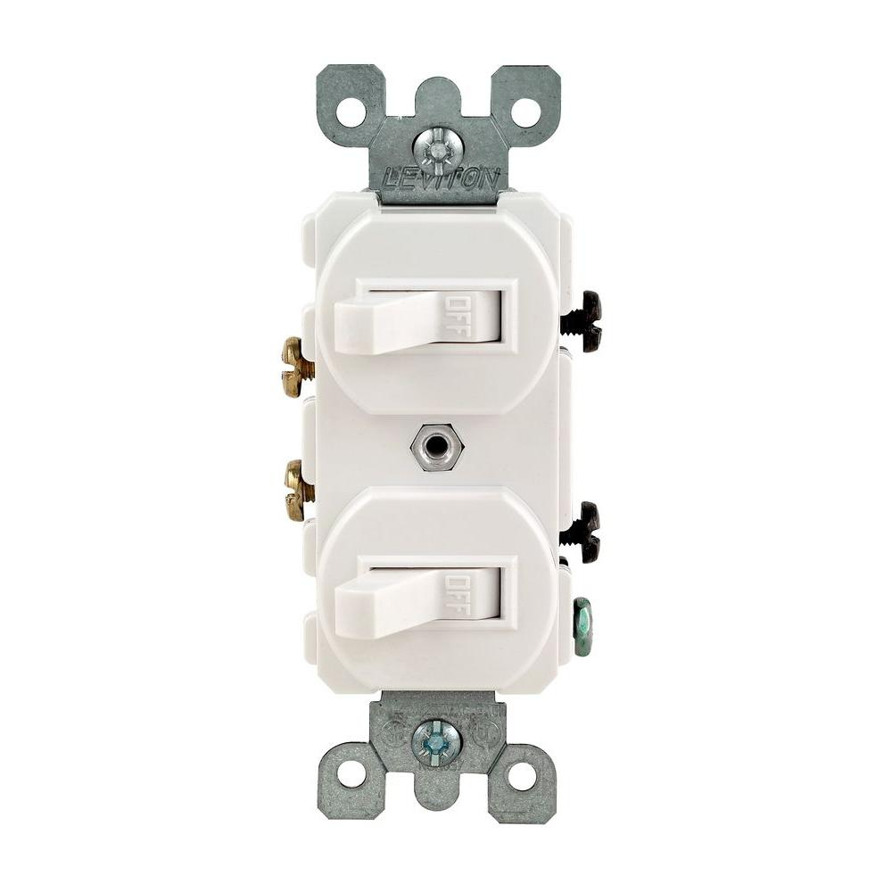 Leviton 15 Amp Combination Double Switch, White-R62-05224-2Ws - The - Double Light Switch Wiring Diagram