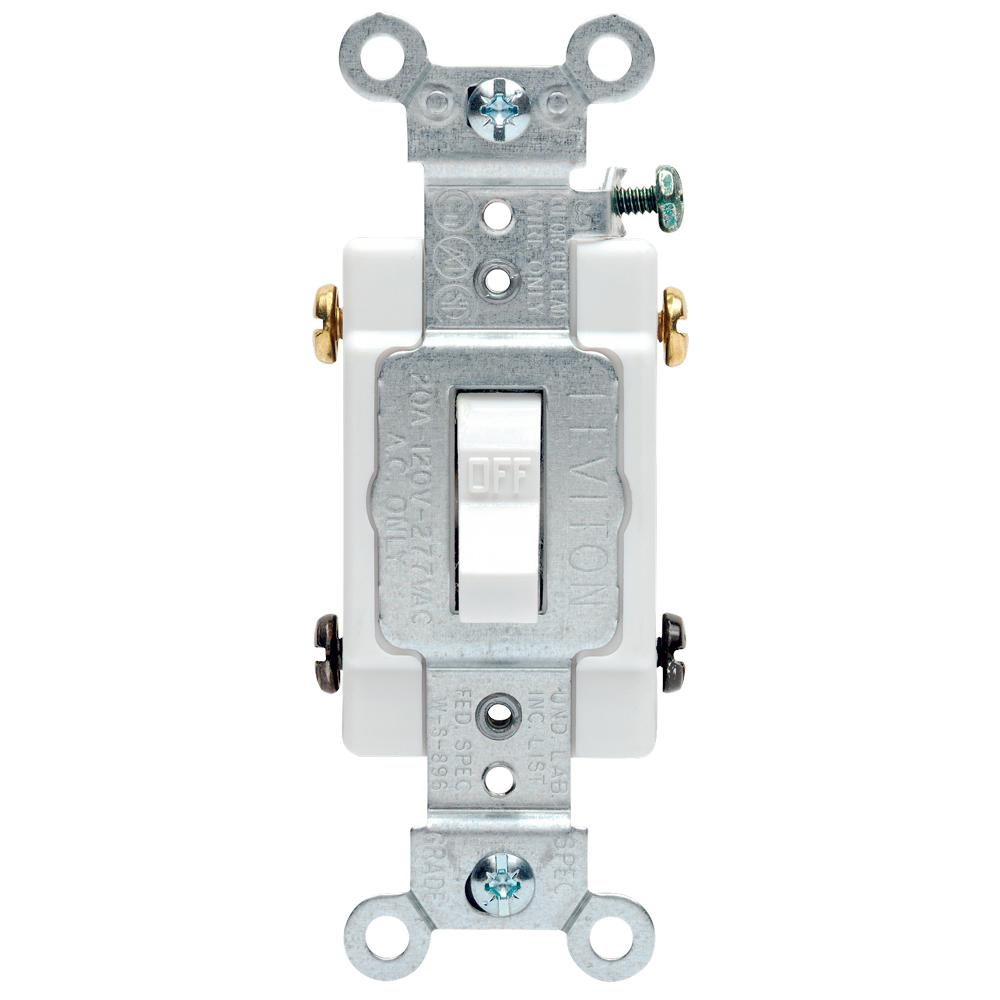 Leviton 20 Amp Commercial Double-Pole Toggle Switch, White-R52-0Csb2 - Double Pole Switch Wiring Diagram