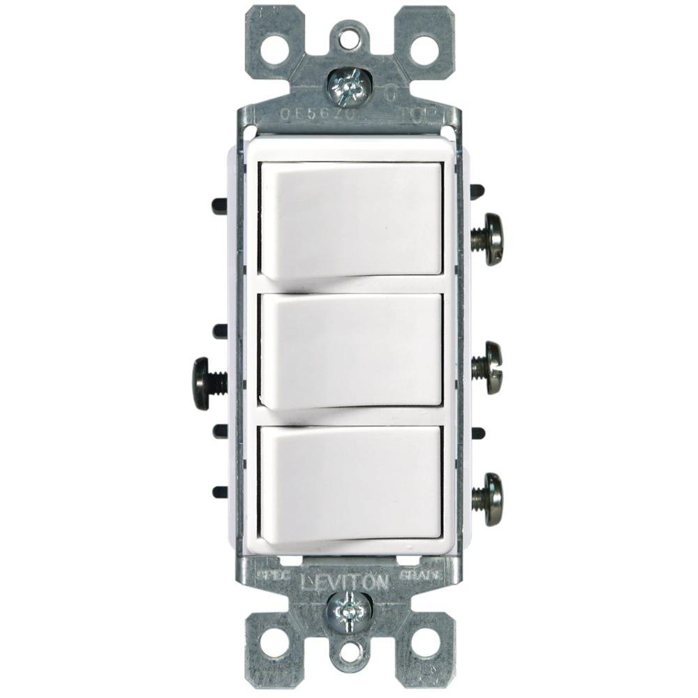 Leviton Decora 15 Amp 3-Rocker Combination Switch, White-R62-01755 - Toggle Switch Wiring Diagram