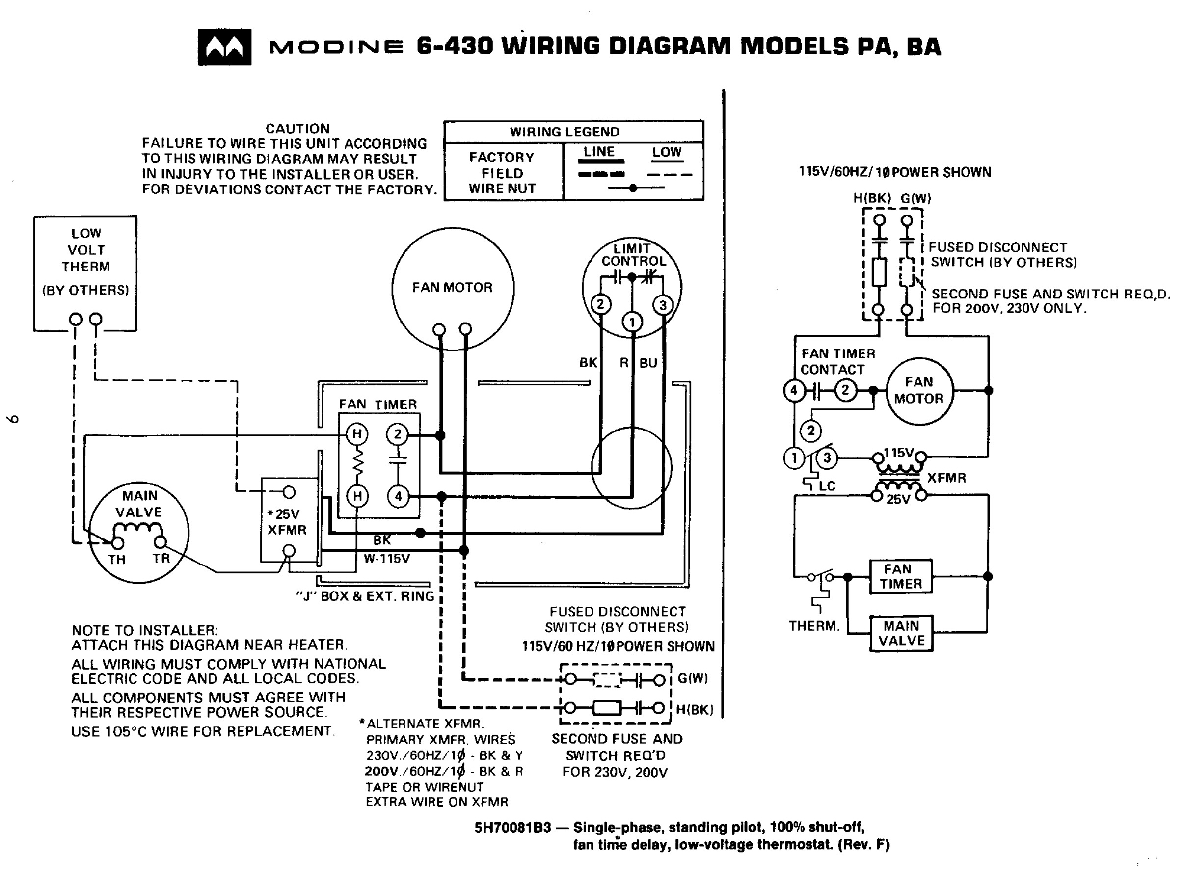Modine Garage Heater Wiring Diagram | Manual E-Books - Modine Gas Heater Wiring Diagram