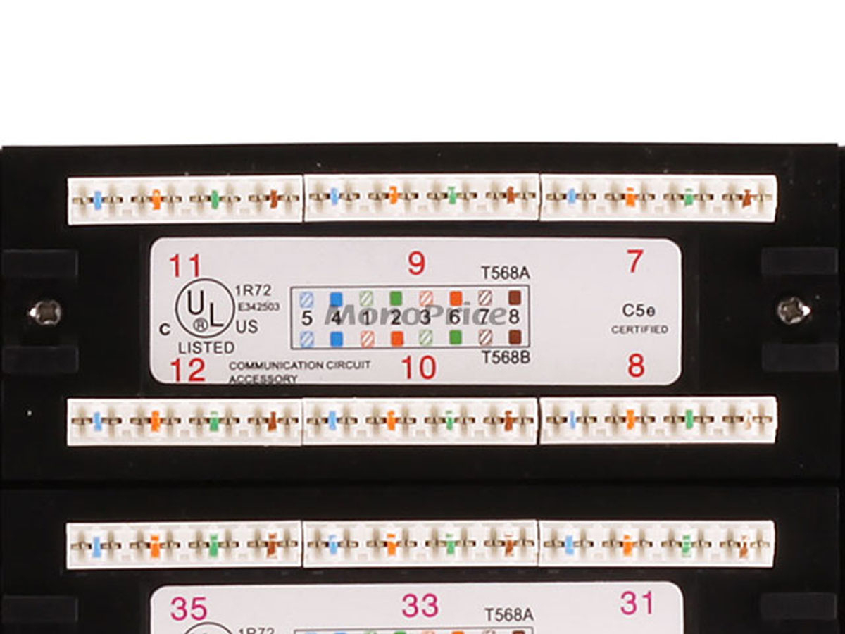 Monoprice 48-Port Cat5E Patch Panel, 110 Type (568A/b Compatible - Patch Panel Wiring Diagram