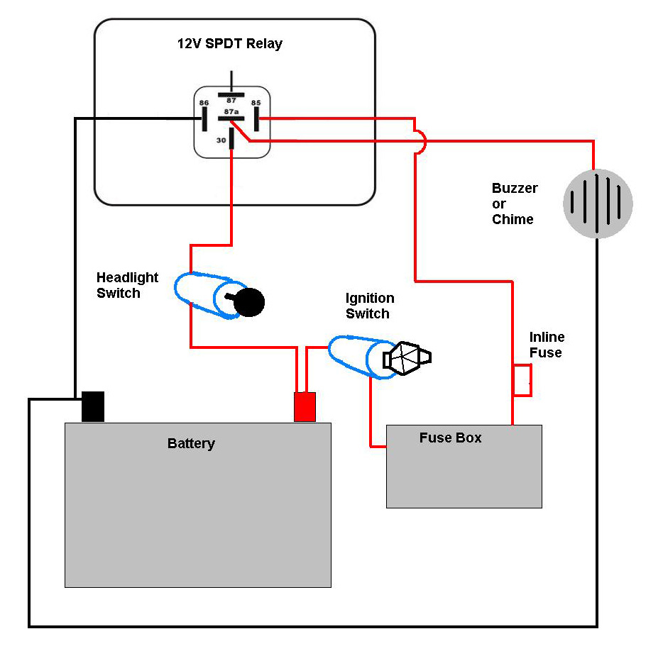 Motorcycle Headlight With Single Spdt Relay - Motor Vehicle - Headlight Relay Wiring Diagram