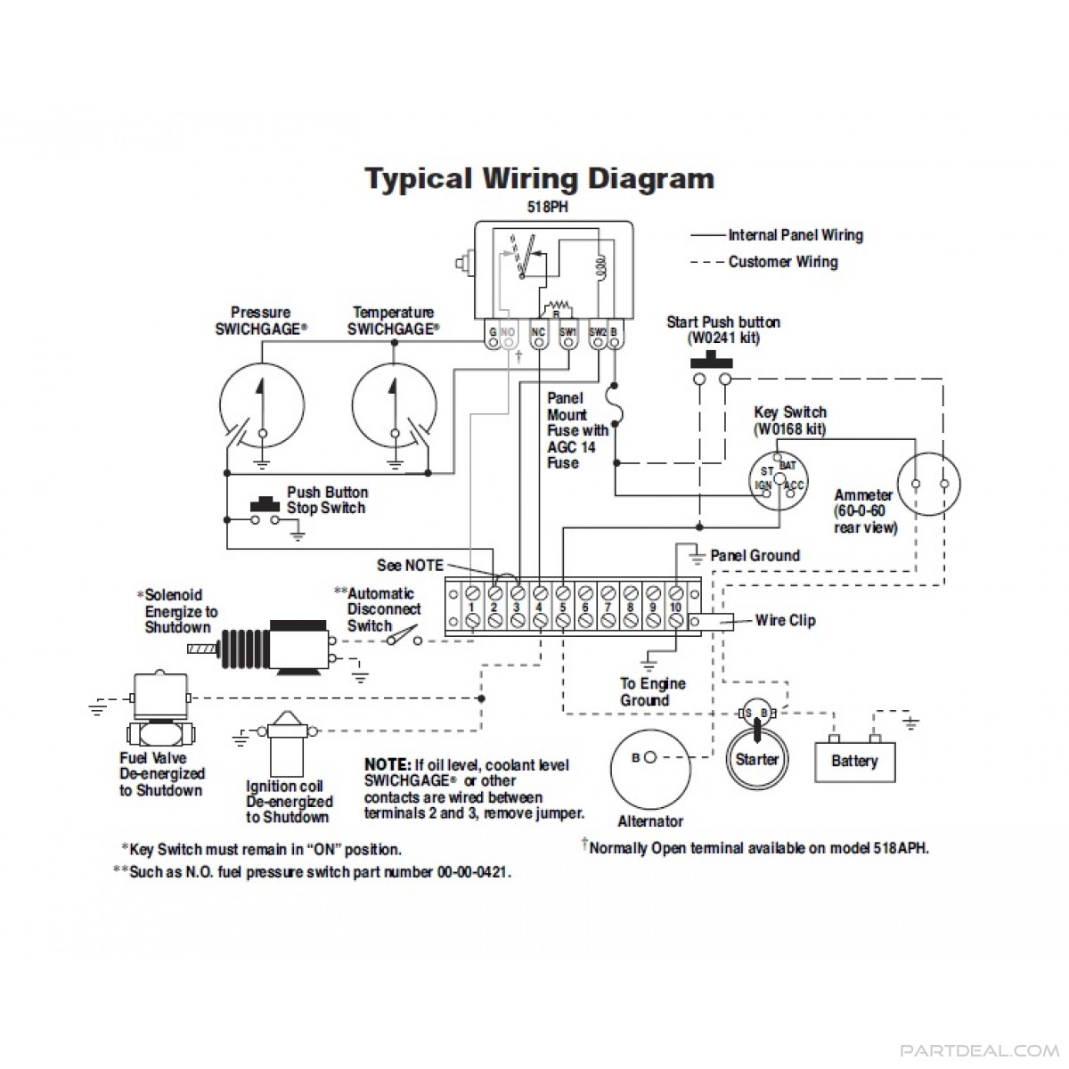 Murphy-Murphy Swichgage Shutdown Panel Kit 12V With Start/stop - Oil Pressure Switch Wiring Diagram