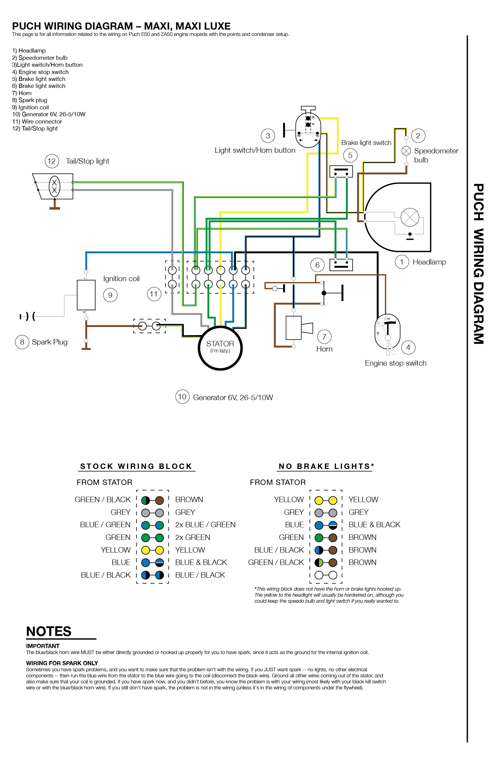 Puch Wiring - Moped Wiki - Brake Light Switch Wiring Diagram