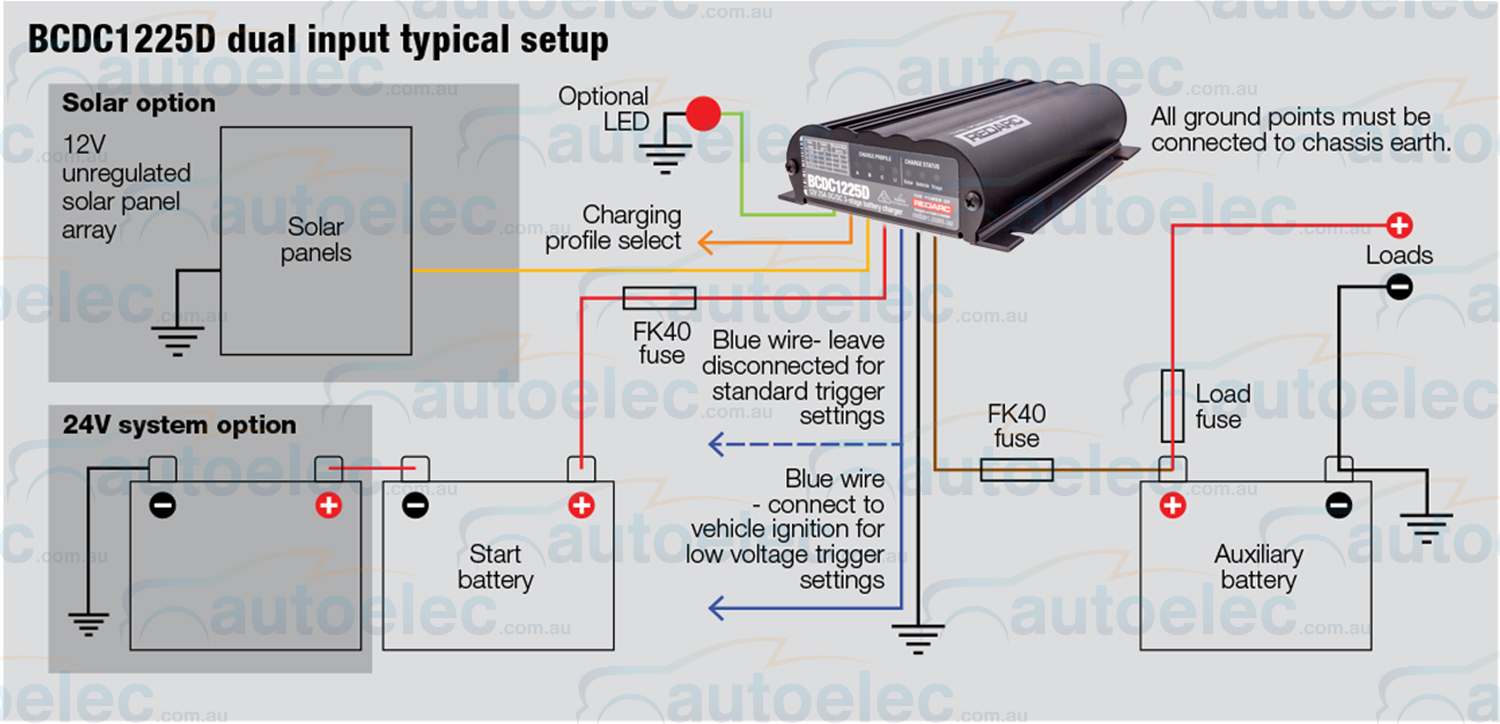Redarc Bcdc1225D Dual Battery Isolator System Dc To Dc Mppt Solar - Dual Alternator Wiring Diagram