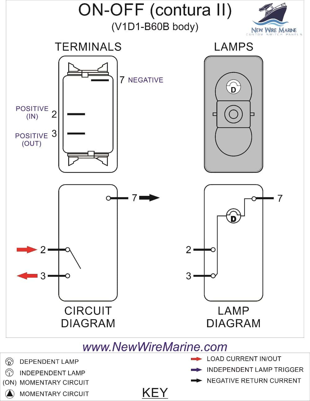 Rocker Switch Wiring Diagrams | New Wire Marine - 8 Pin Rocker Switch Wiring Diagram