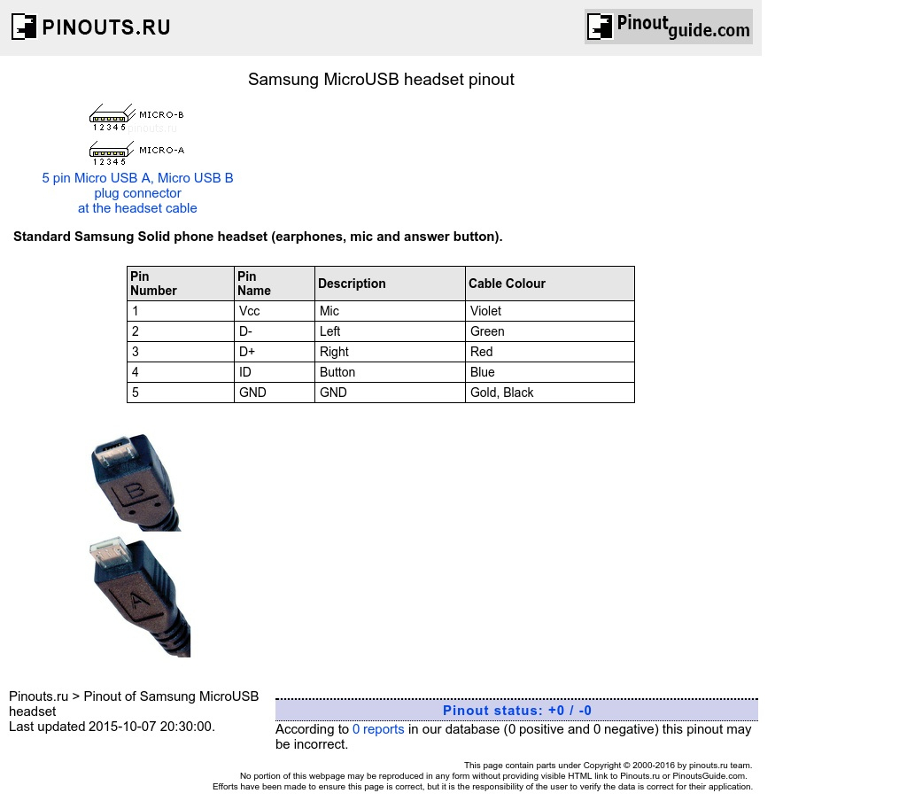Samsung Microusb Headset Pinout Diagram @ Pinoutguide - Micro Usb Wiring Diagram
