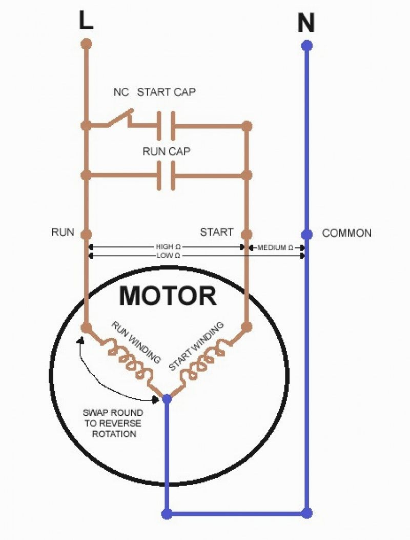 Single Phase Capacitor Start Capacitor Run Motor Wiring Diagram - Single Phase Motor Wiring Diagram With Capacitor