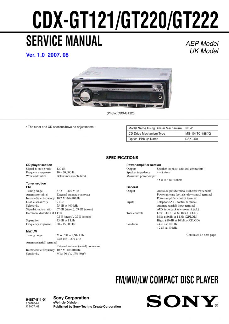 Sony Cdx F5500 Wiring Diagram | Wiring Diagram - Sony Explod Wiring