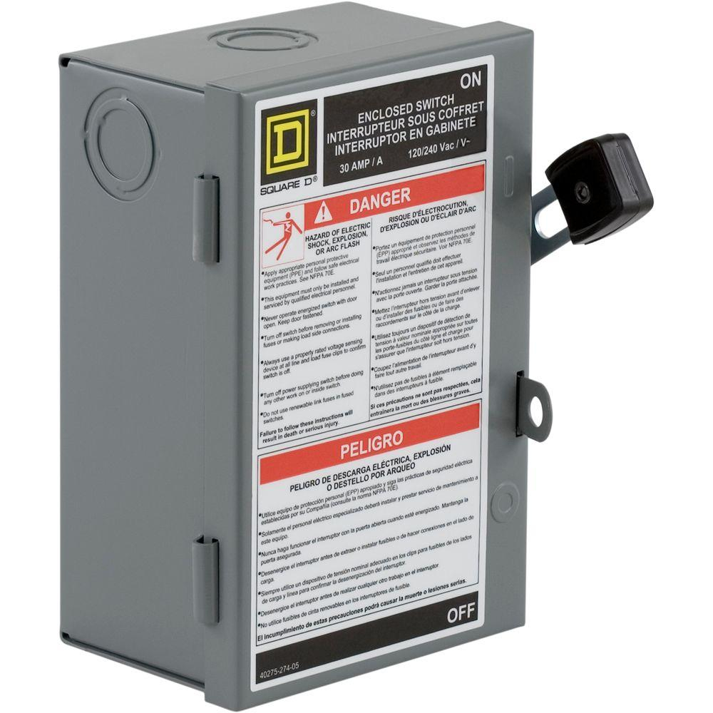 Square D 30 Amp 240-Volt 2-Pole Fused Indoor Light Duty Safety - 30 Amp Disconnect Wiring Diagram