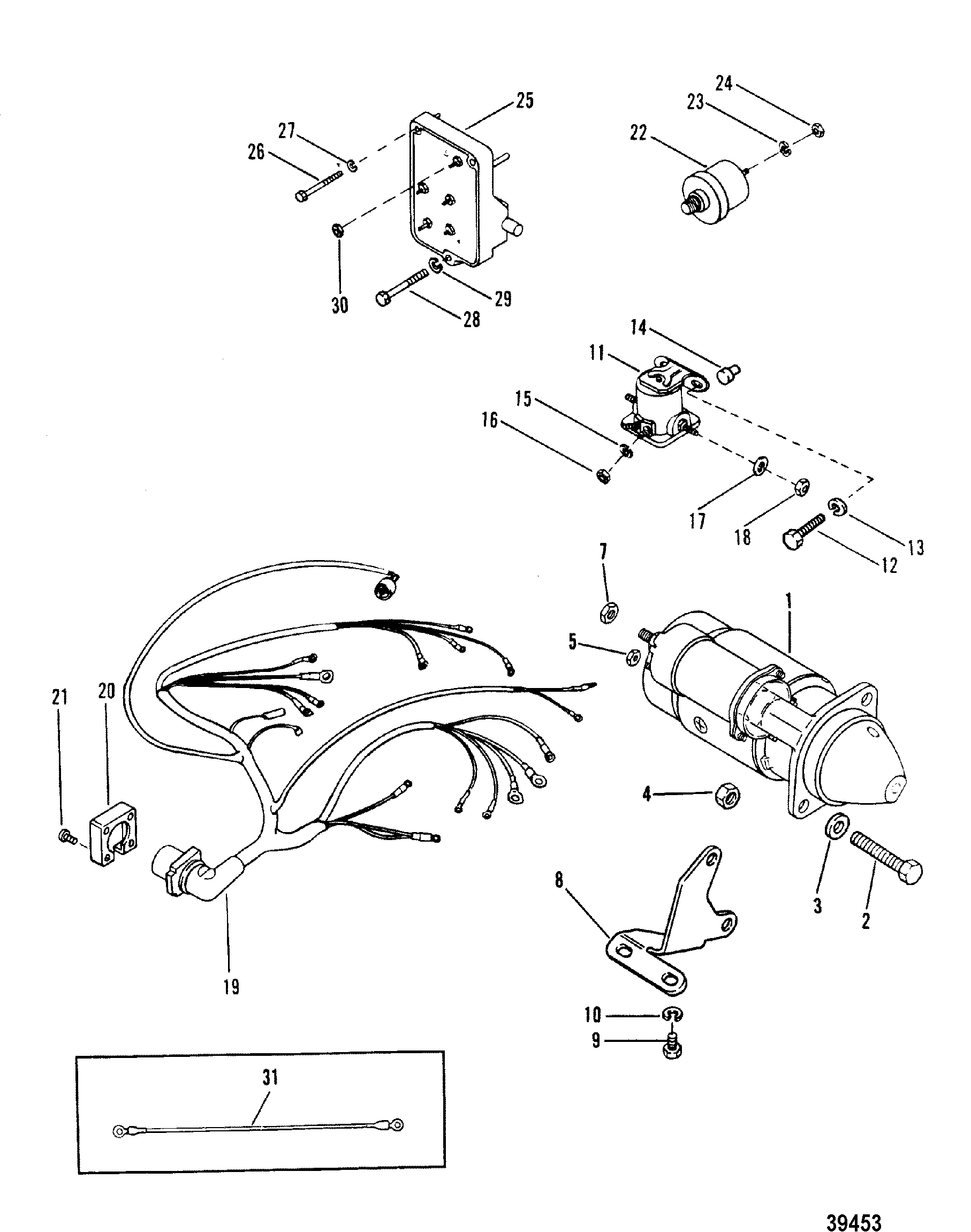 Starter Motor And Wiring Harness For Mercruiser 165 - Starter Motor Wiring Diagram