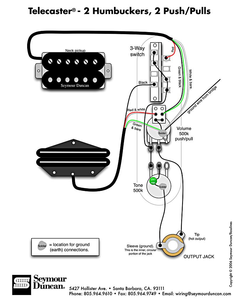 Tele Wiring Diagram, 2 Humbuckers, 2 Push/pulls | Telecaster Build - Tele Wiring Diagram