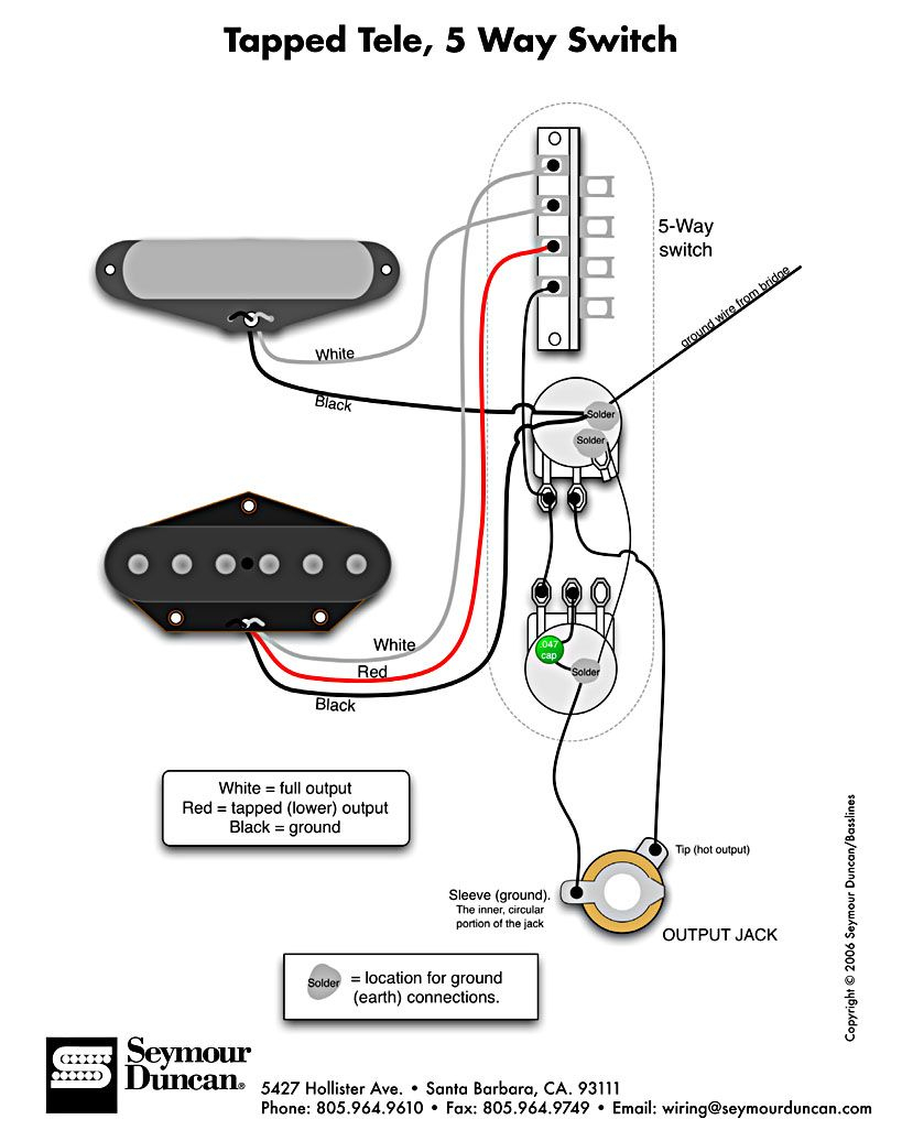 Tele Wiring Diagram, Tapped With A 5 Way Switch | Telecaster Build - 5 Way Switch Wiring Diagram