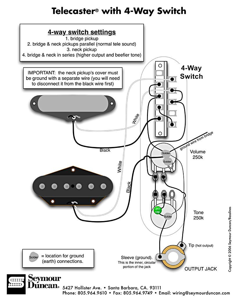 Tele Wiring Diagram With 4 Way Switch | Telecaster Build | Guitar - Tele Wiring Diagram