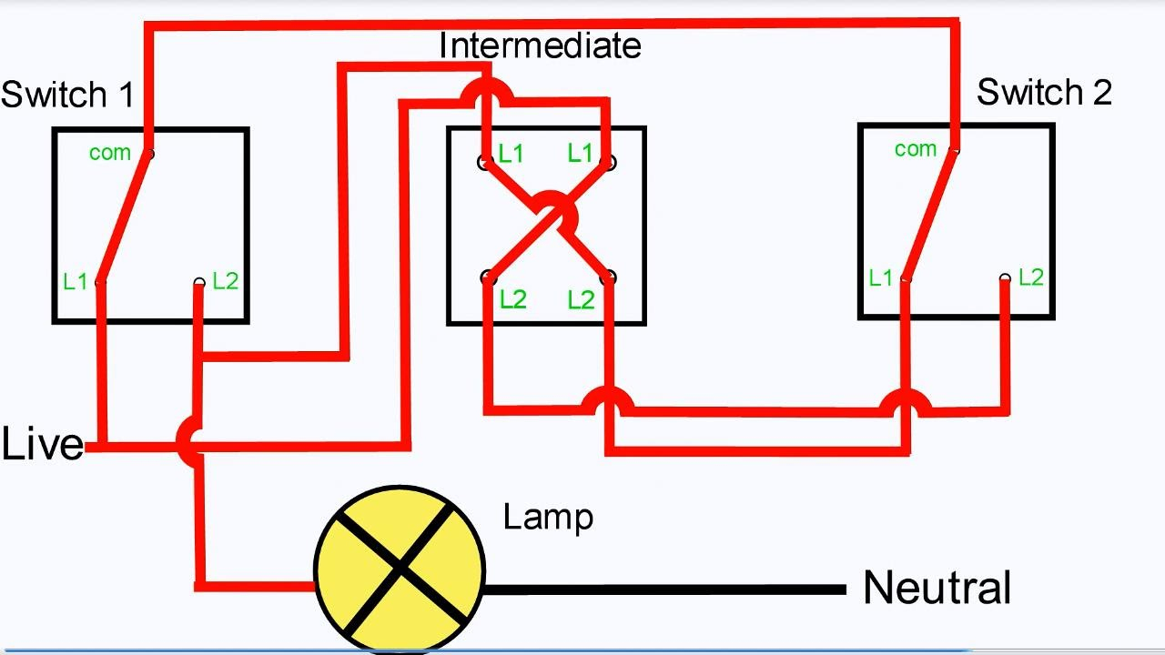Three Way Light Switching | Intermediate Switch - Youtube - Three Way Switch Wiring Diagram
