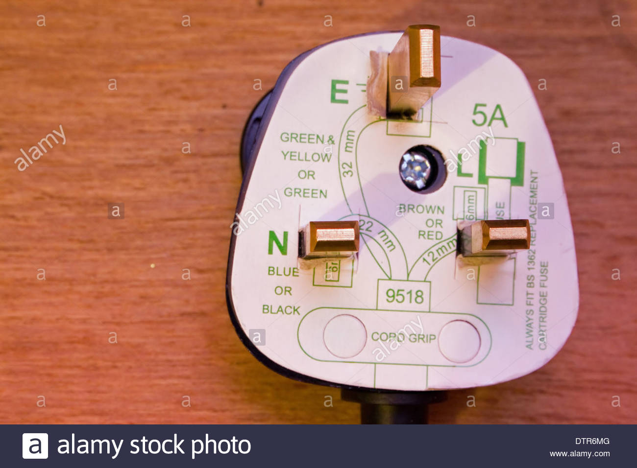 Uk Three Pin Plug With Wiring Diagram Stock Photo: 66893024 - Alamy - Plug Wiring Diagram