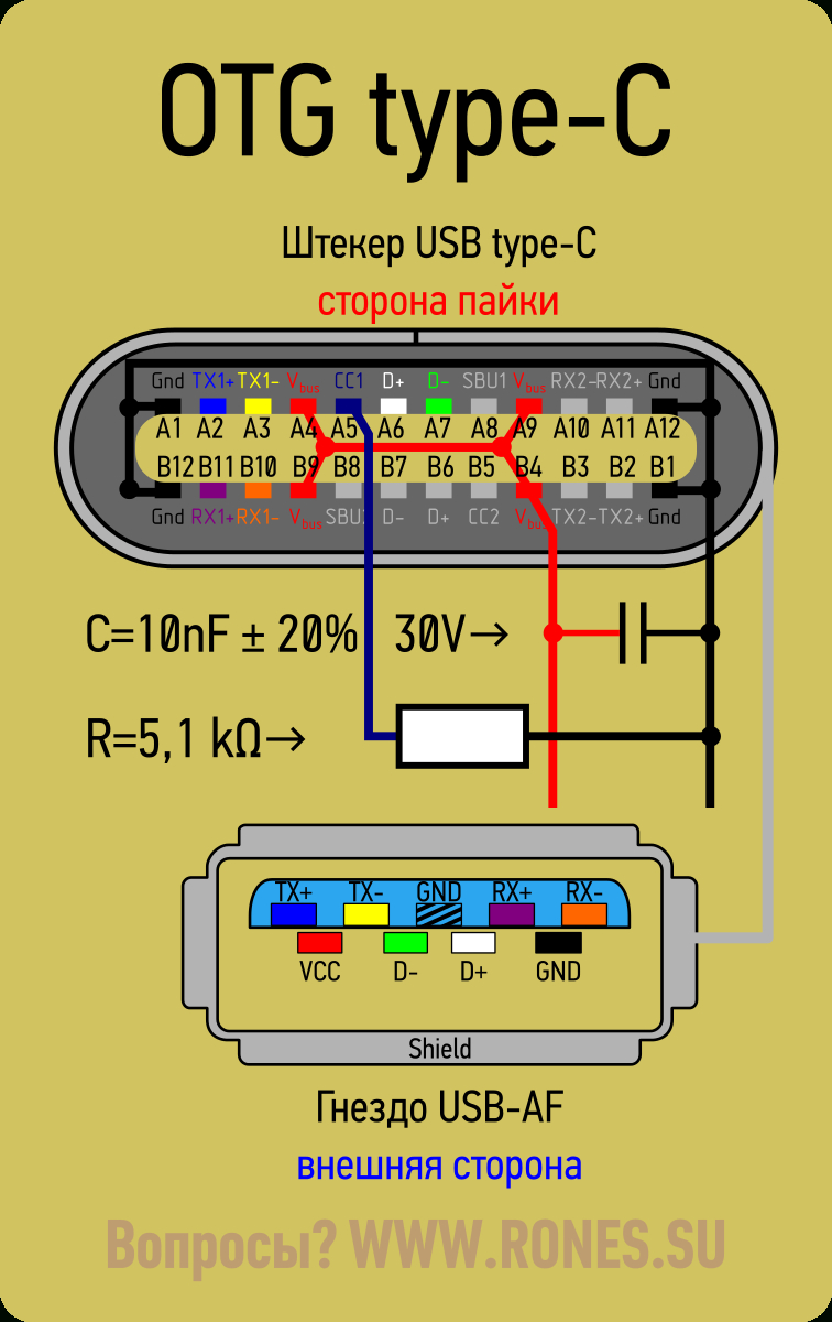 Схема подключения type c