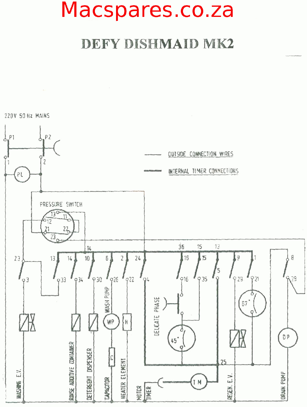 Wiring Diagram : Dishwashers : Macspares | Wholesale Spare Parts - Dishwasher Wiring Diagram