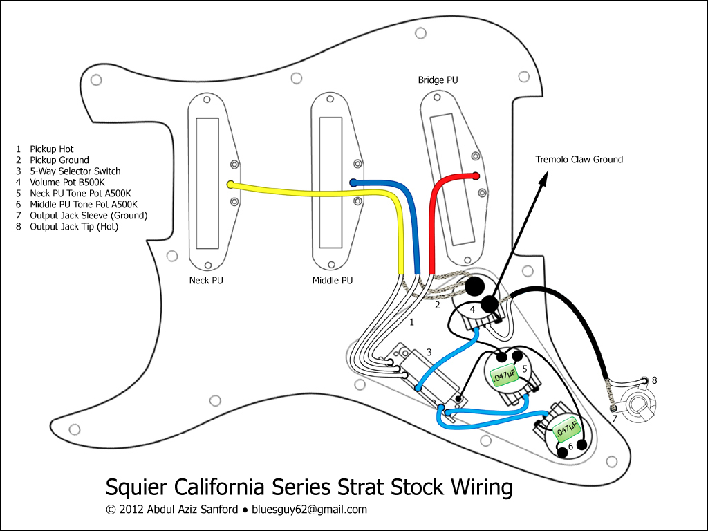 Wiring Diagram Fender Stratocaster Guitar | Manual E-Books - Stratocaster Wiring Diagram